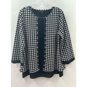 Calessa Women’s 3/4 Sleeve Black & White Checked Tunic Size Small EUC